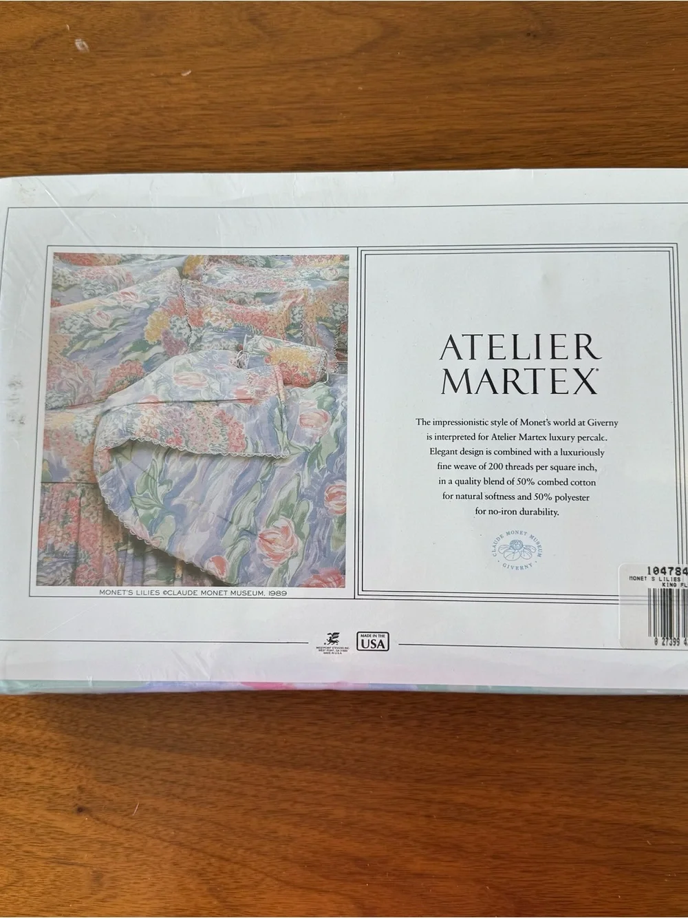 80s ATELIER MARTEX Claude Monet Lilies King Set Flat Fitted Sheets Pillow Cases